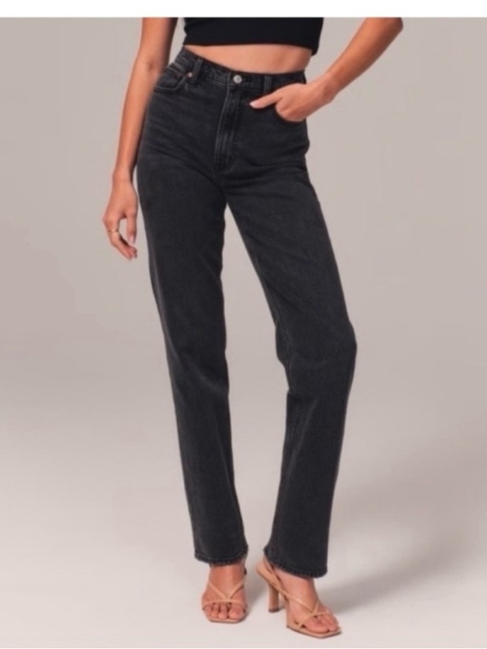 Abercrombie Curve Love '90s Straight Ultra High Rise Jeans Black Size 27/4R